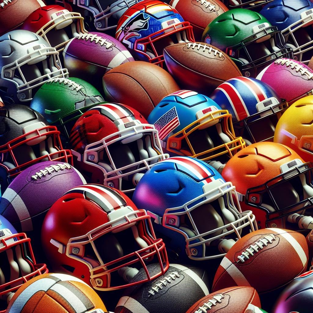 Colorful football helmets