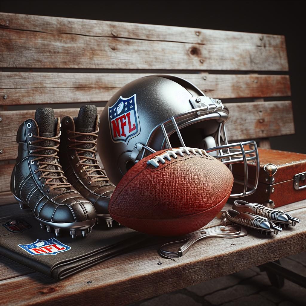 "Football Gear on Bench"
