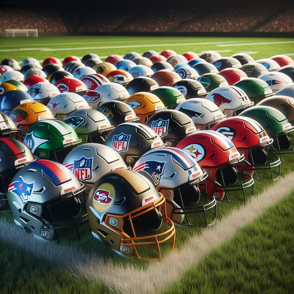 "Football Helmets on Field"
