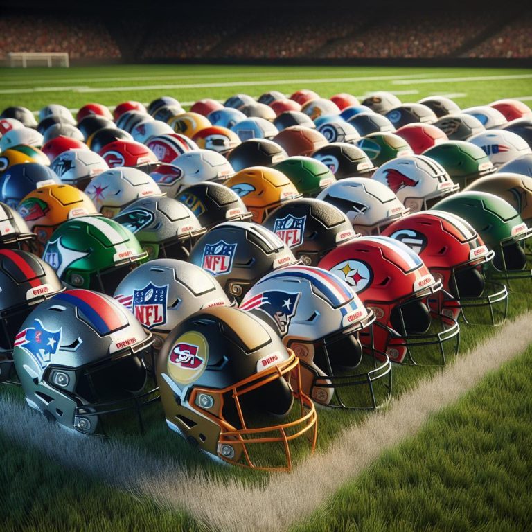 "Football Helmets on Field"