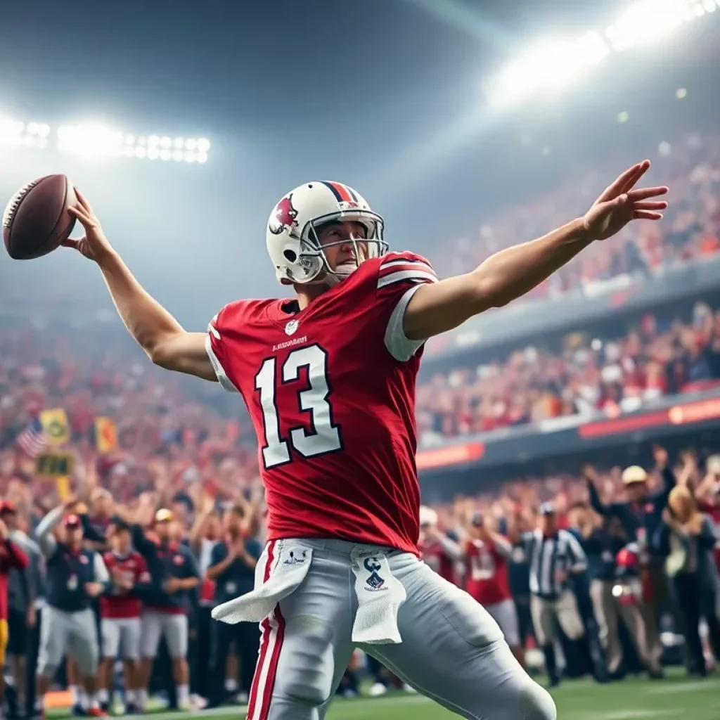 Quarterback in action on the football field