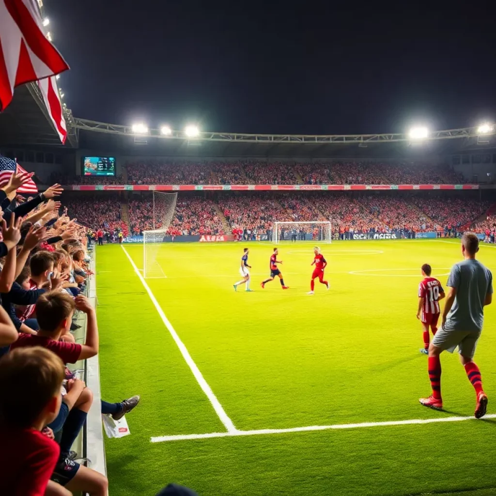 High school soccer game at Old Bobcat Stadium