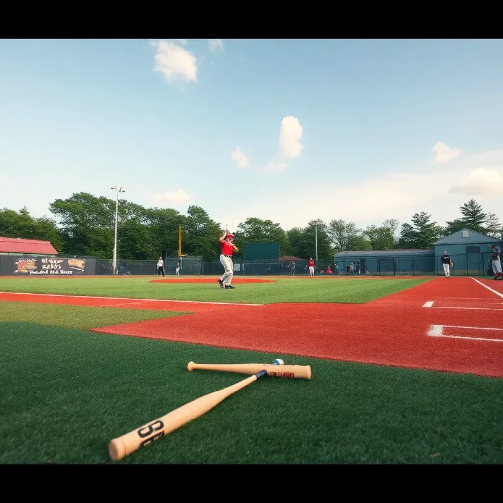 Players practicing baseball on a field in Charlotte