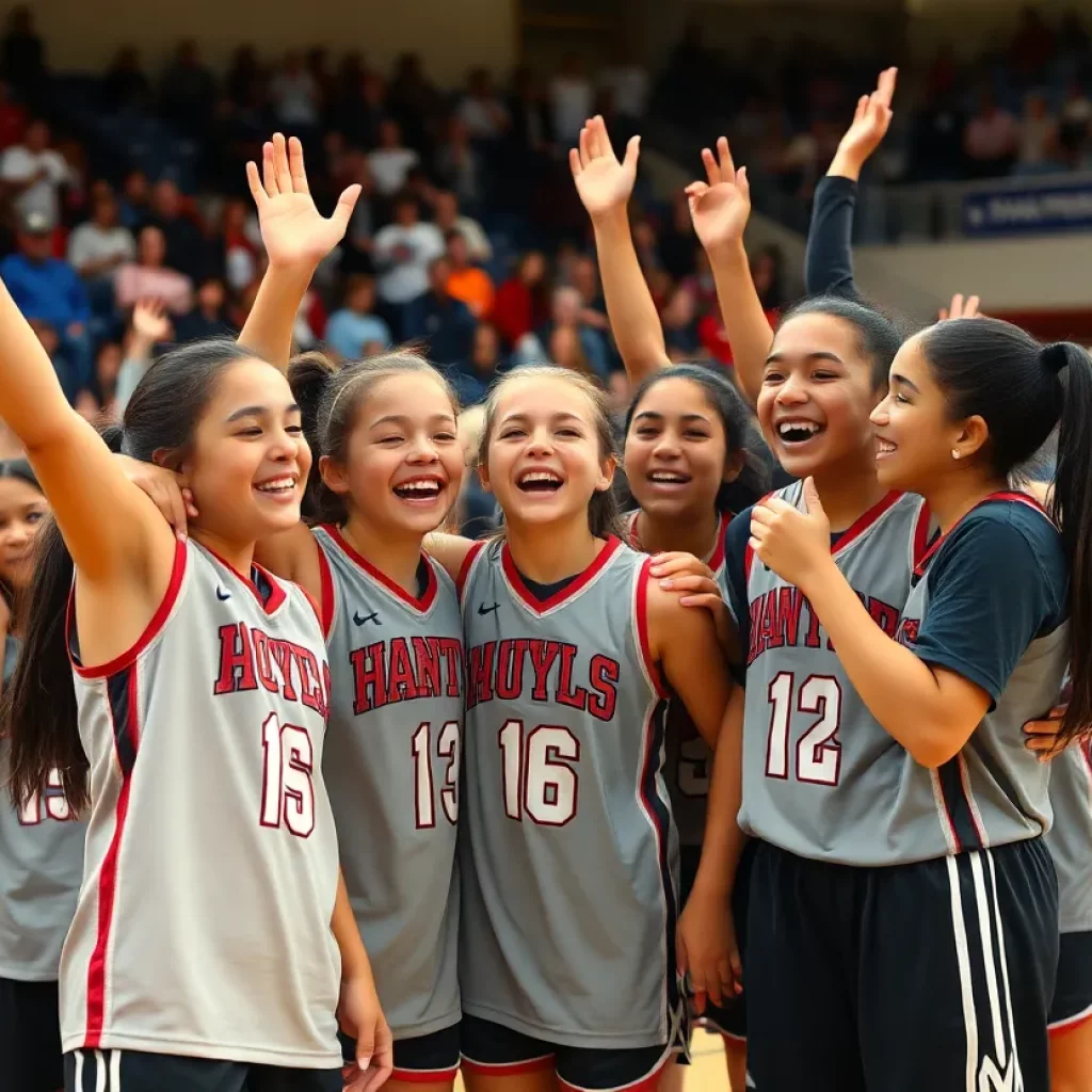 Cherokee High School girls' basketball team celebrating their championship victory
