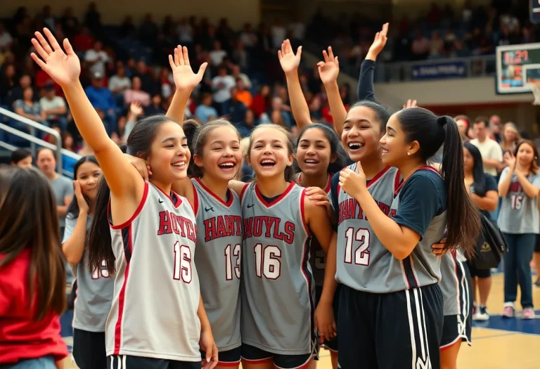 Cherokee High School girls' basketball team celebrating their championship victory