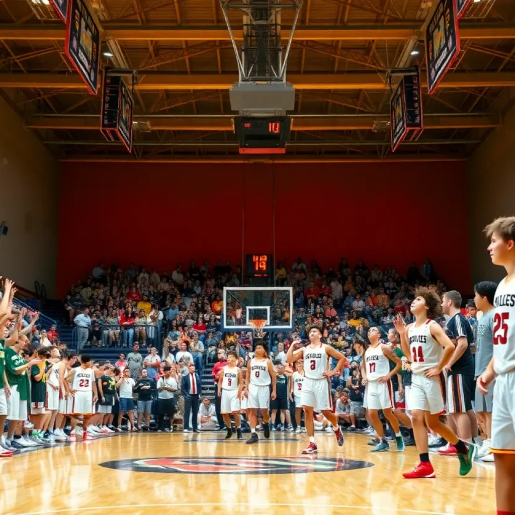 Fans cheering during a CIF Central Section basketball game