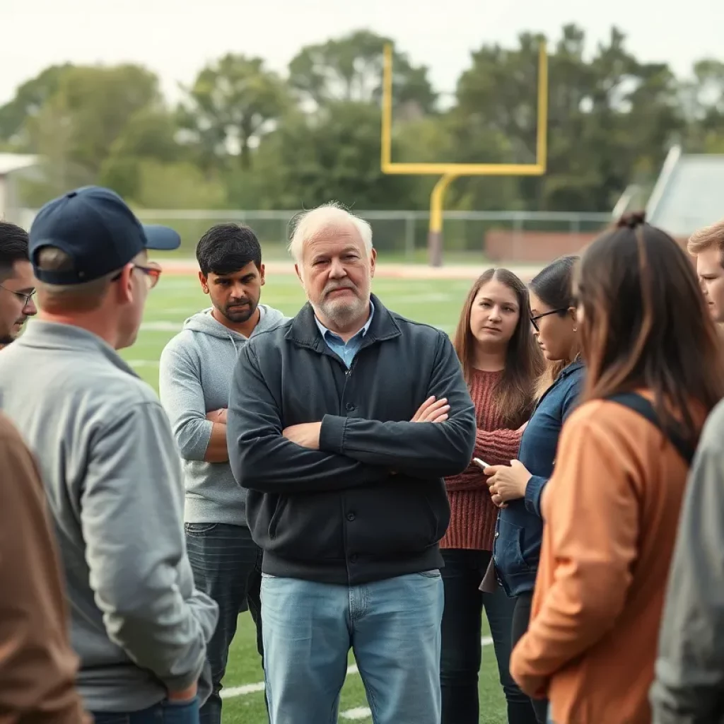 Community members discussing safety at Clarke County High School