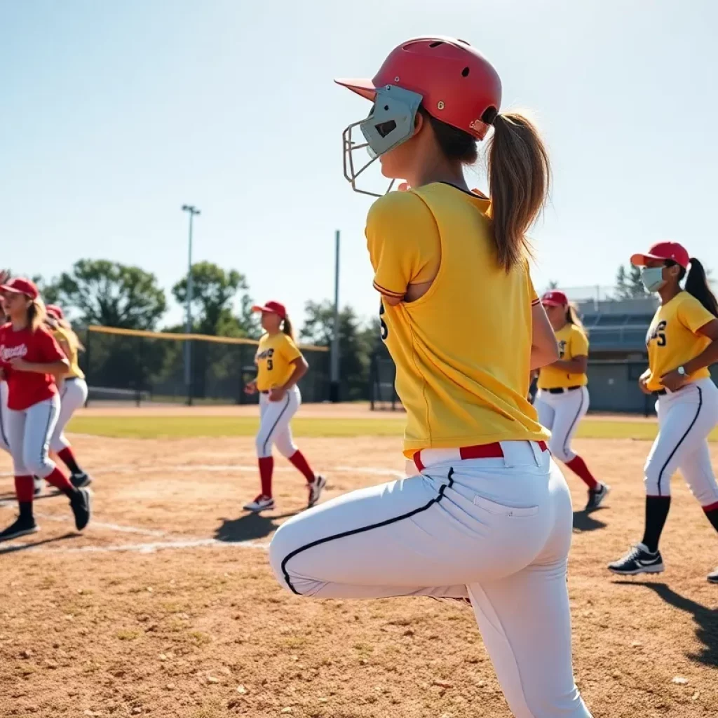 Coronado Cougars softball team practicing on the field