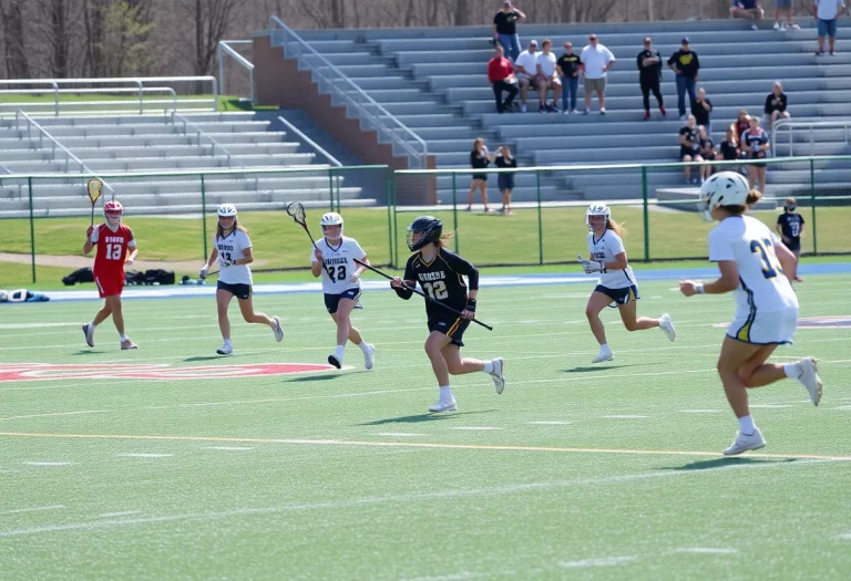 Eastside Rams lacrosse players competing on the field