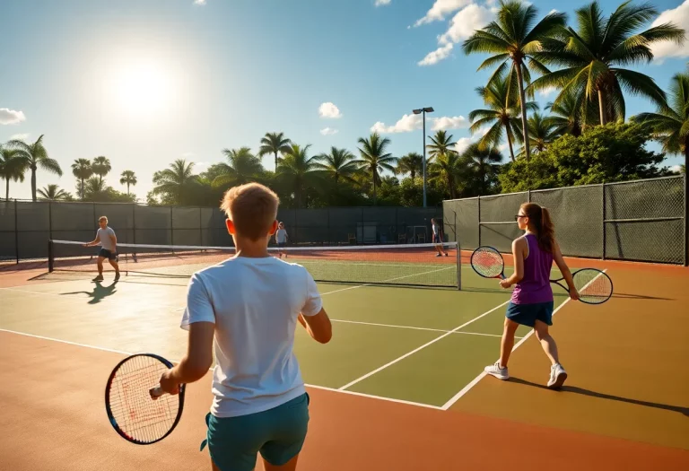 Students participating in Florida high school tennis matches