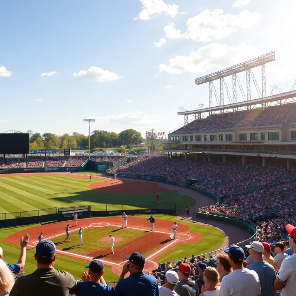 Fans cheering at a high school baseball game