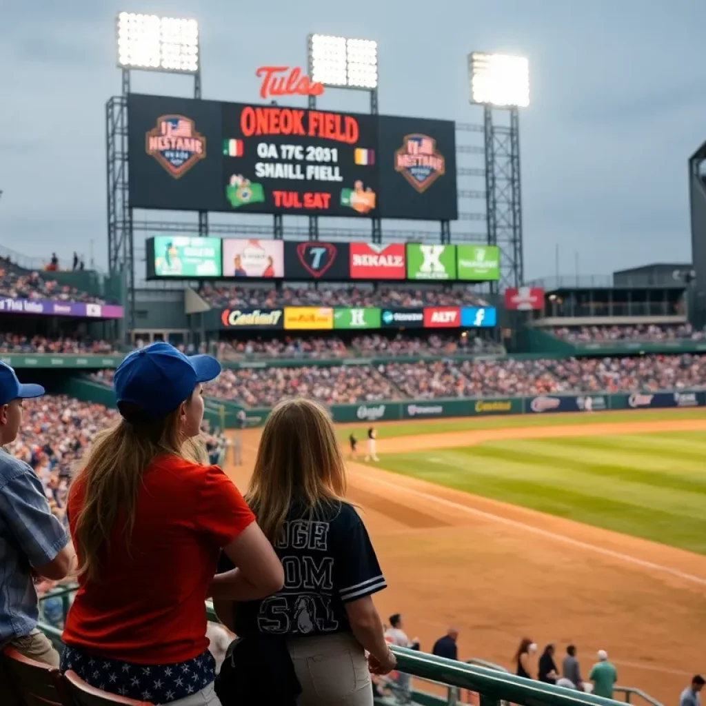 Families and local teams at the High School Baseball Series in Tulsa
