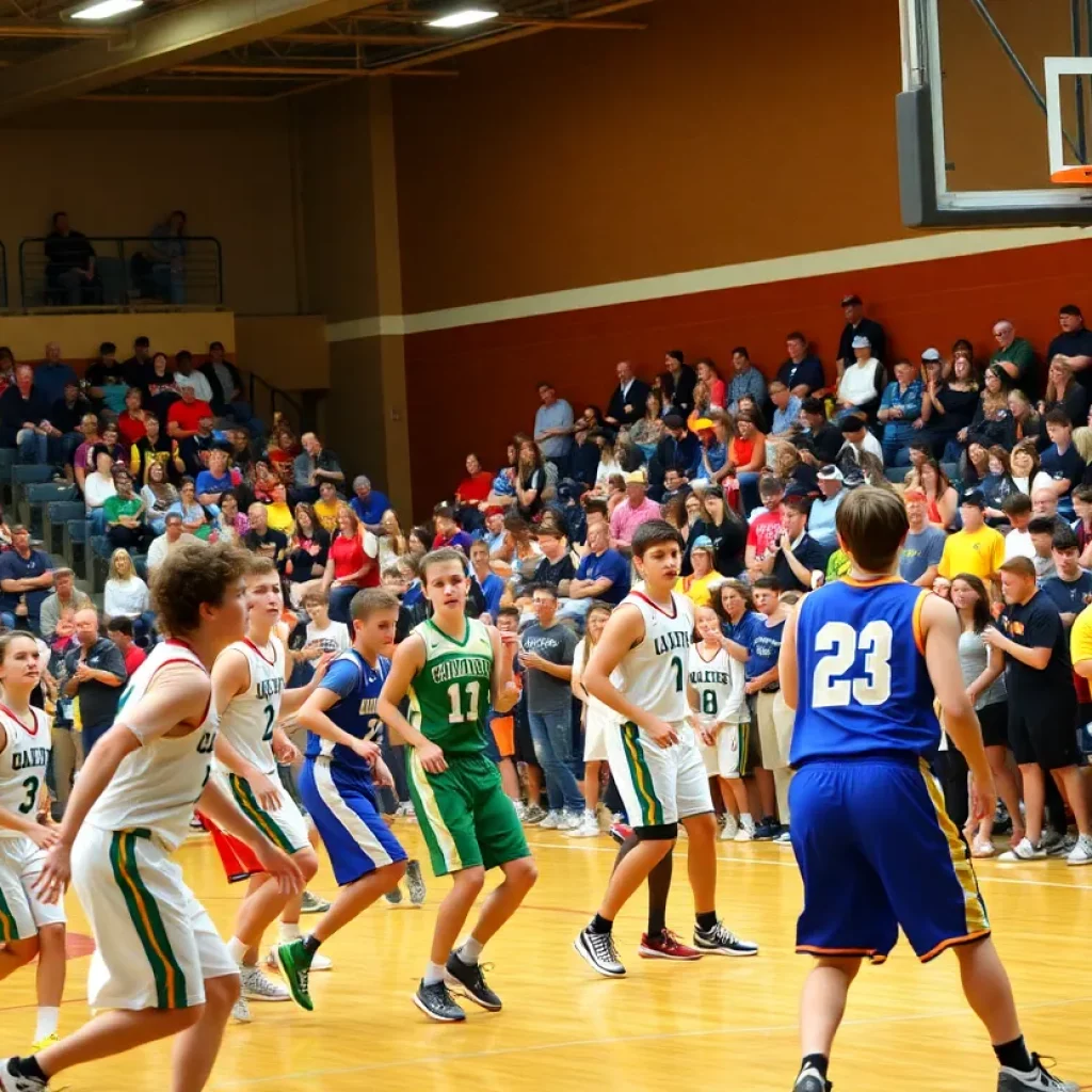 High school basketball players competing in Southern California playoffs.