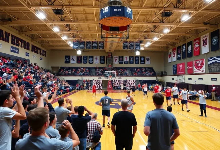 High school basketball gym filled with fans and players