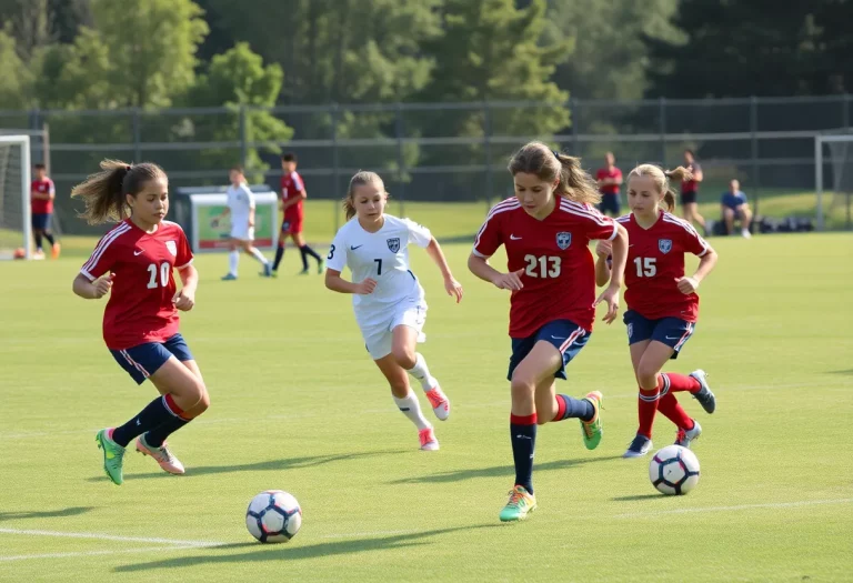 Players competing in a high school soccer match in Lafayette
