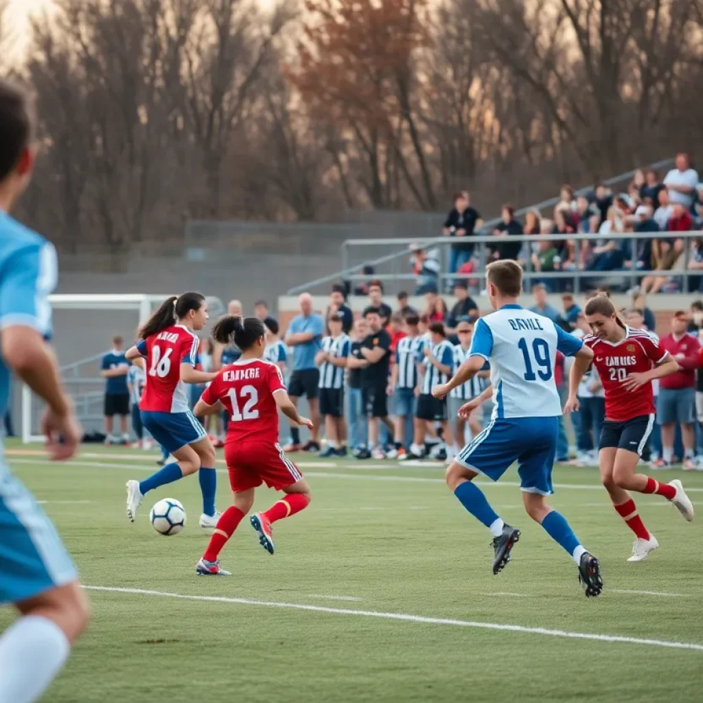 Players competing in a high school soccer match in Corpus Christi