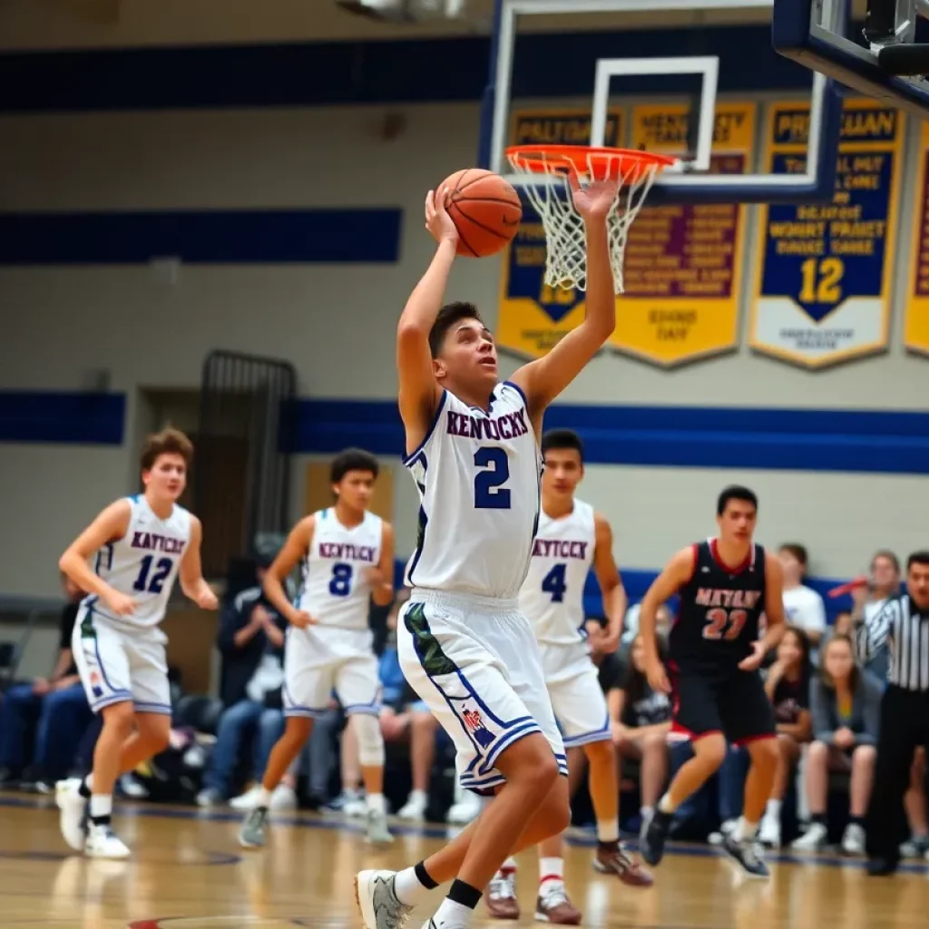 High school basketball players in action on the court in Kentucky