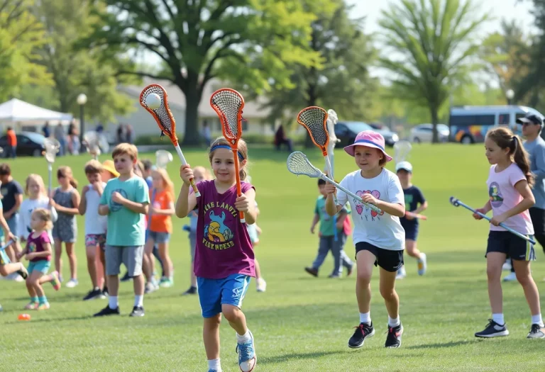 Kids playing lacrosse at a community event in White Rock