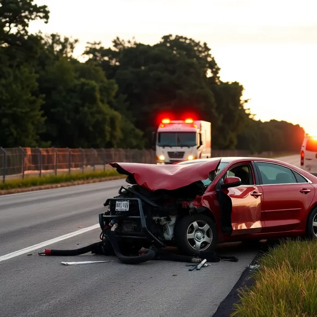 Scene of car crash on highway in Missouri