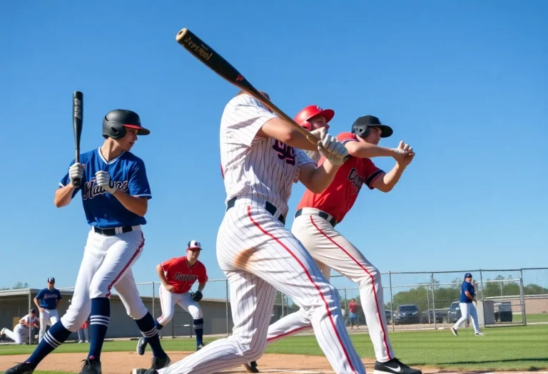 High school baseball players in action on a field