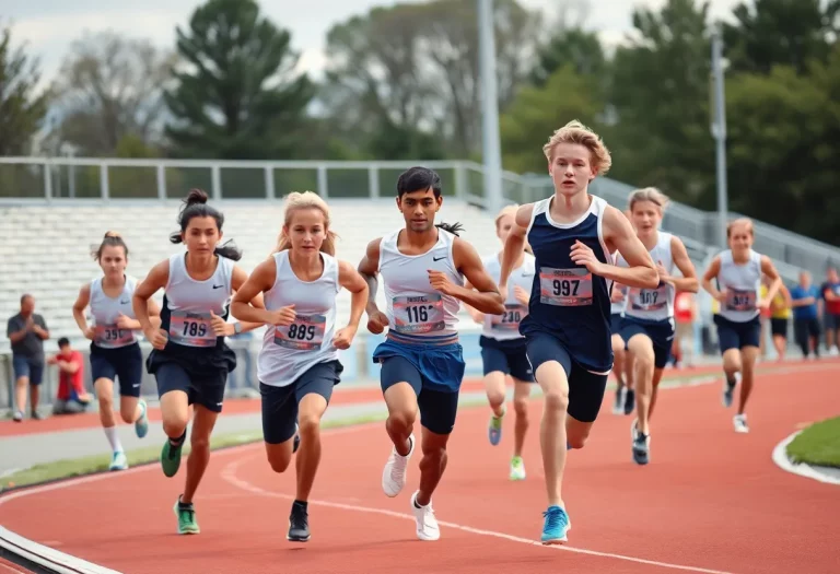 Salisbury High track team competing in a relay race.