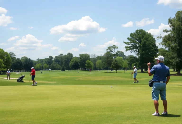 High school golfers practicing on a golf course in Tuscaloosa