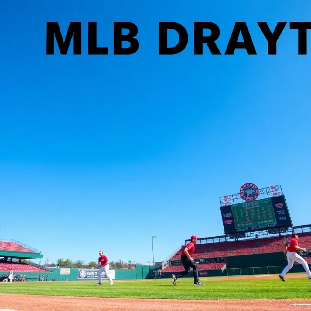 Baseball players practicing on a diamond preparing for the 2025 MLB Draft