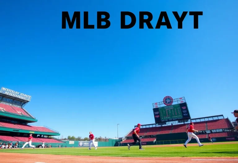 Baseball players practicing on a diamond preparing for the 2025 MLB Draft
