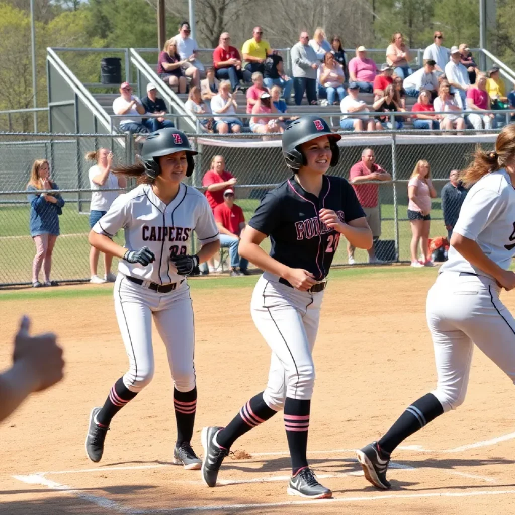 High school girls playing softball in Alabama