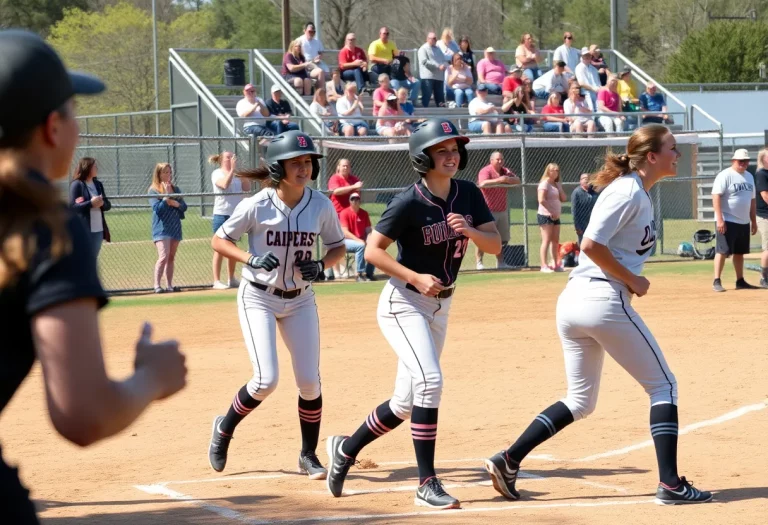 High school girls playing softball in Alabama