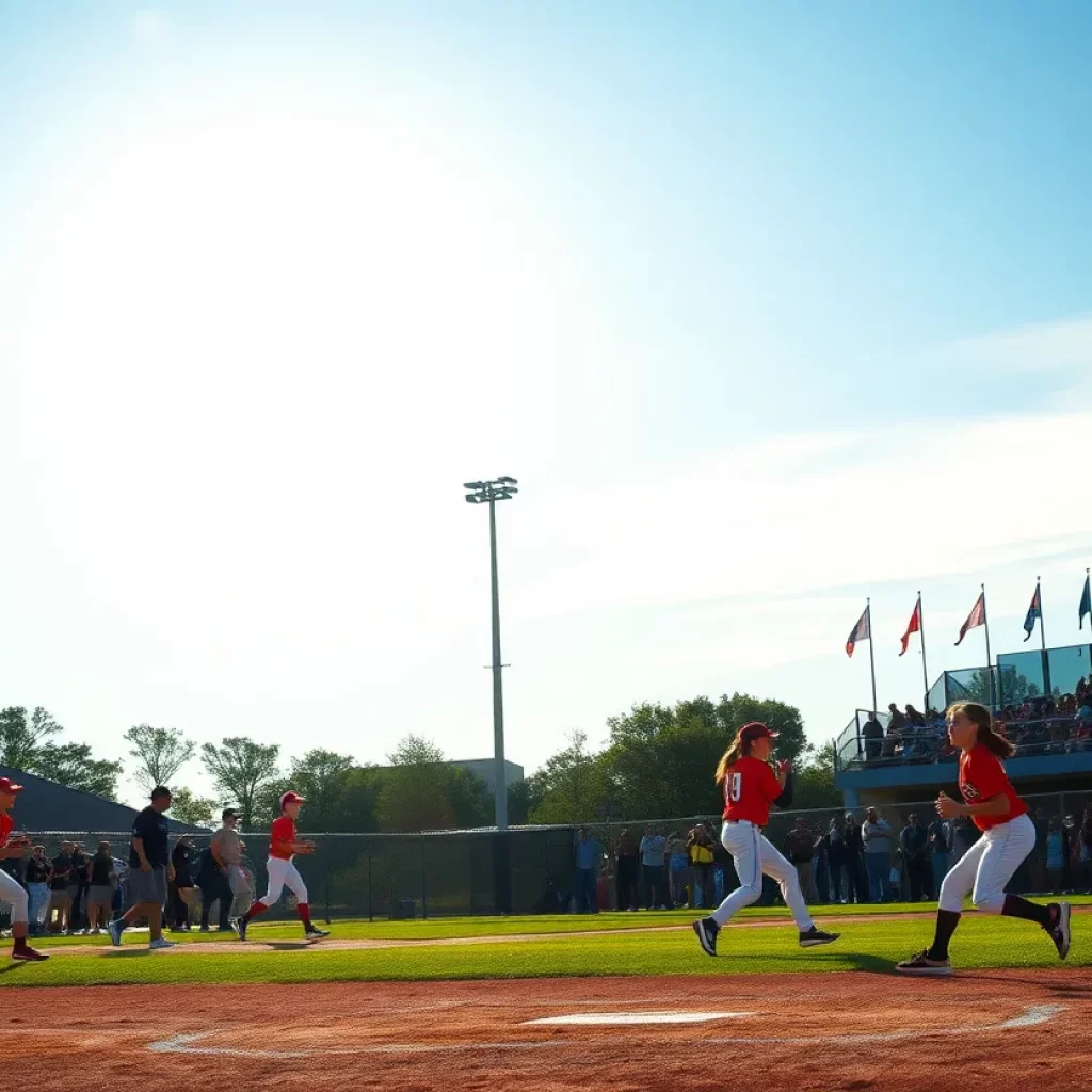 High school softball and baseball players in Alabama competing on the field