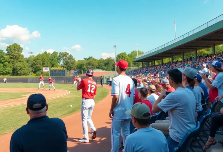 Players in action during a high school baseball game with fans cheering