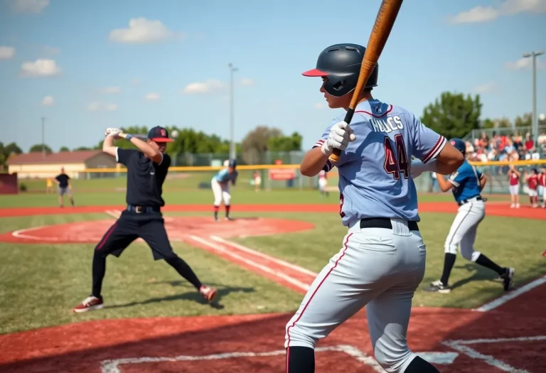 High school baseball players in action on the field