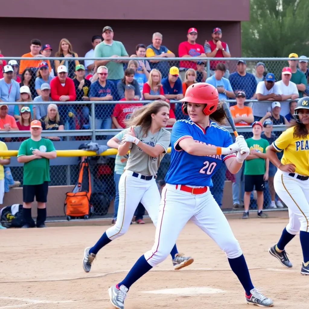 High school softball players in Arizona competing on the field