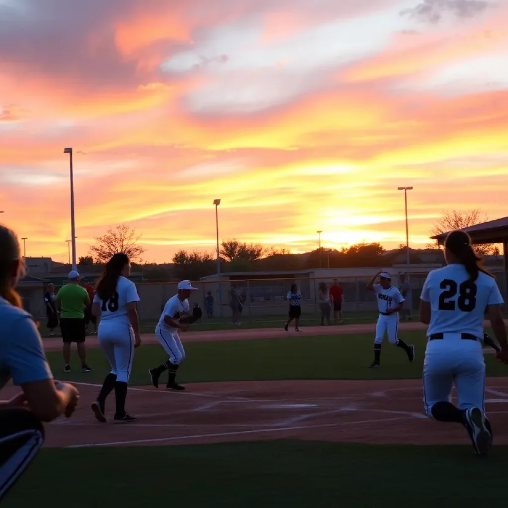 Players competing in an Arizona high school softball match