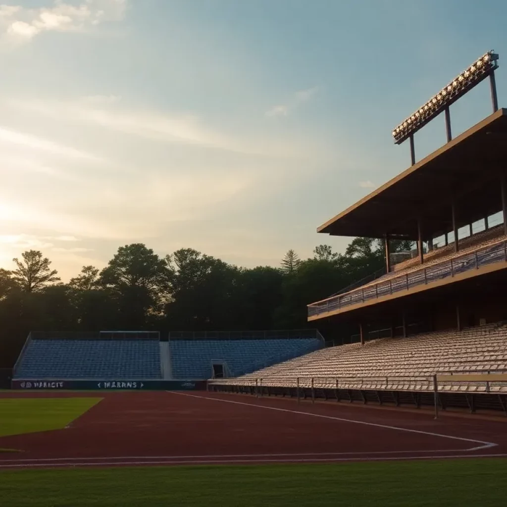 Empty baseball field at sunset, symbolizing a coaching legacy