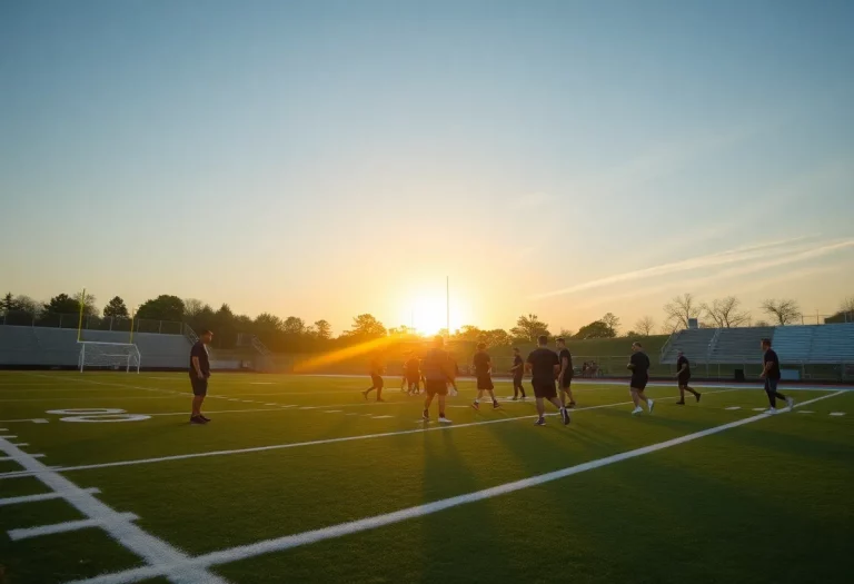 Berlin High School Football team practicing on the field