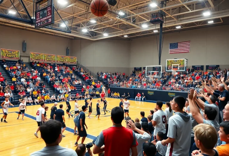 Fans cheering during a high school basketball match in Boise