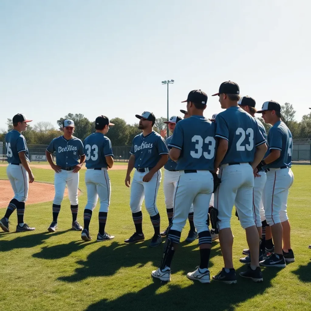 Booker High School baseball team showing teamwork during practice
