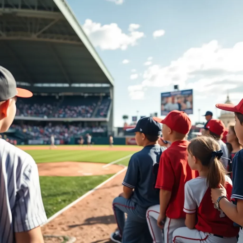 Booker High School baseball team observing a Major League game.