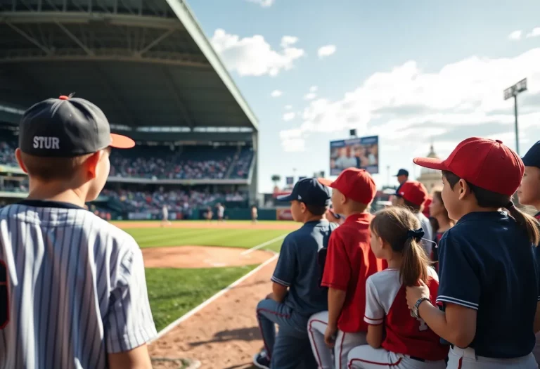 Booker High School baseball team observing a Major League game.