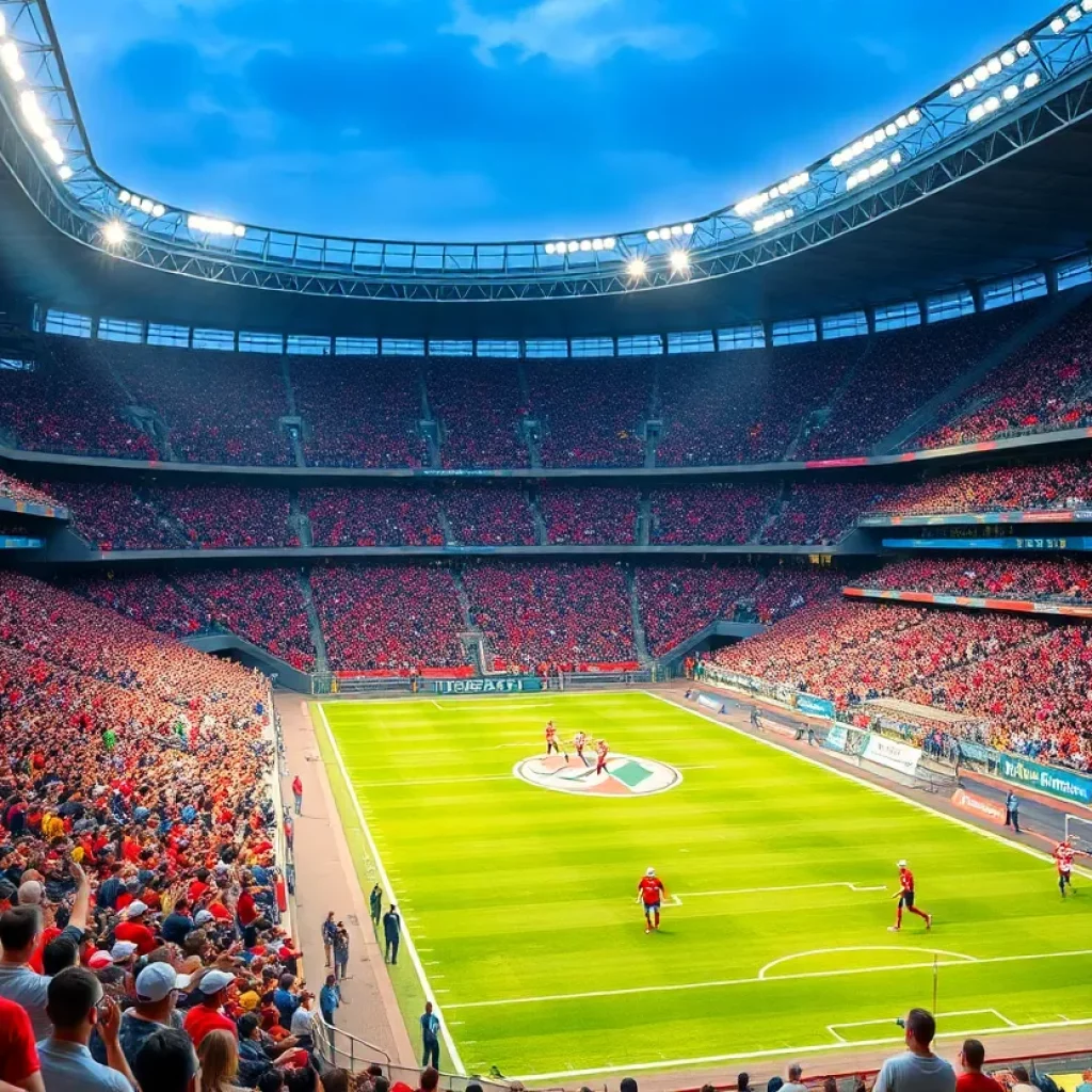 Excited fans cheering at a Cahillite football game