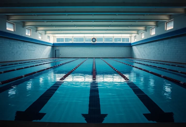 Empty lanes in Cal Poly swimming pool representing program cuts