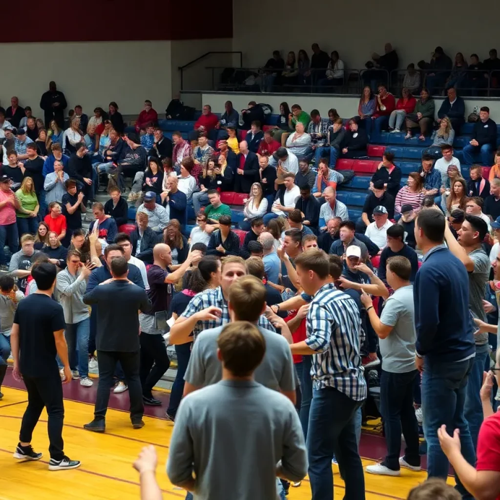 Scene of chaos during high school basketball game