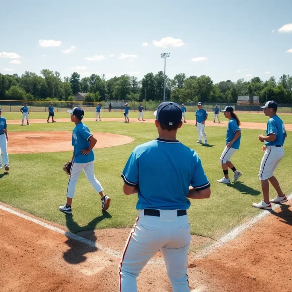 Charleston high school baseball team during practice