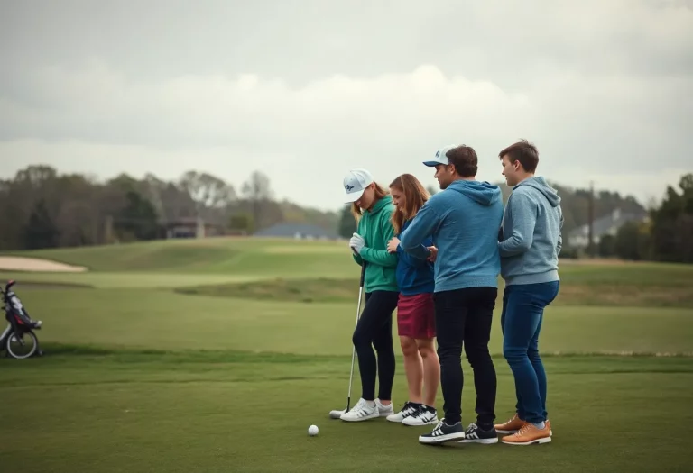 Chico High School golf team playing on a chilly day