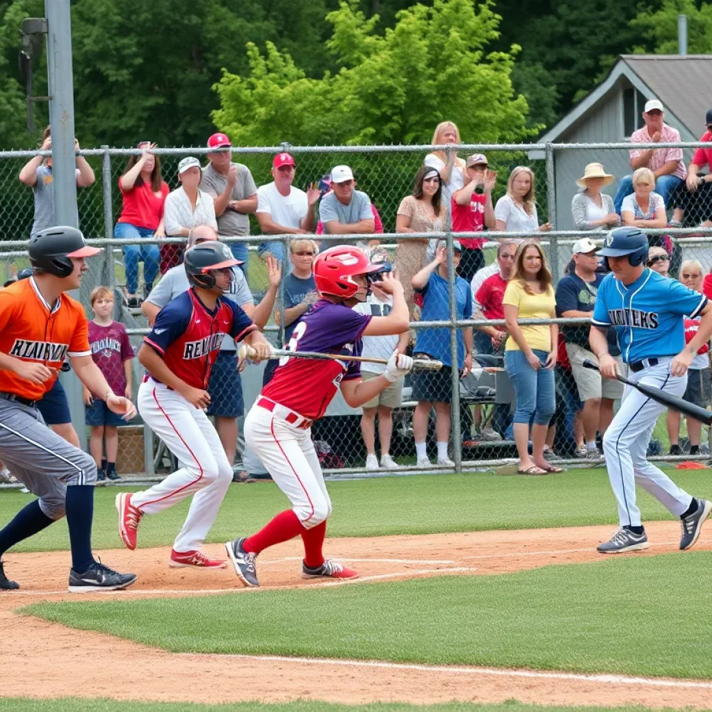 Baseball players in action during a high school game