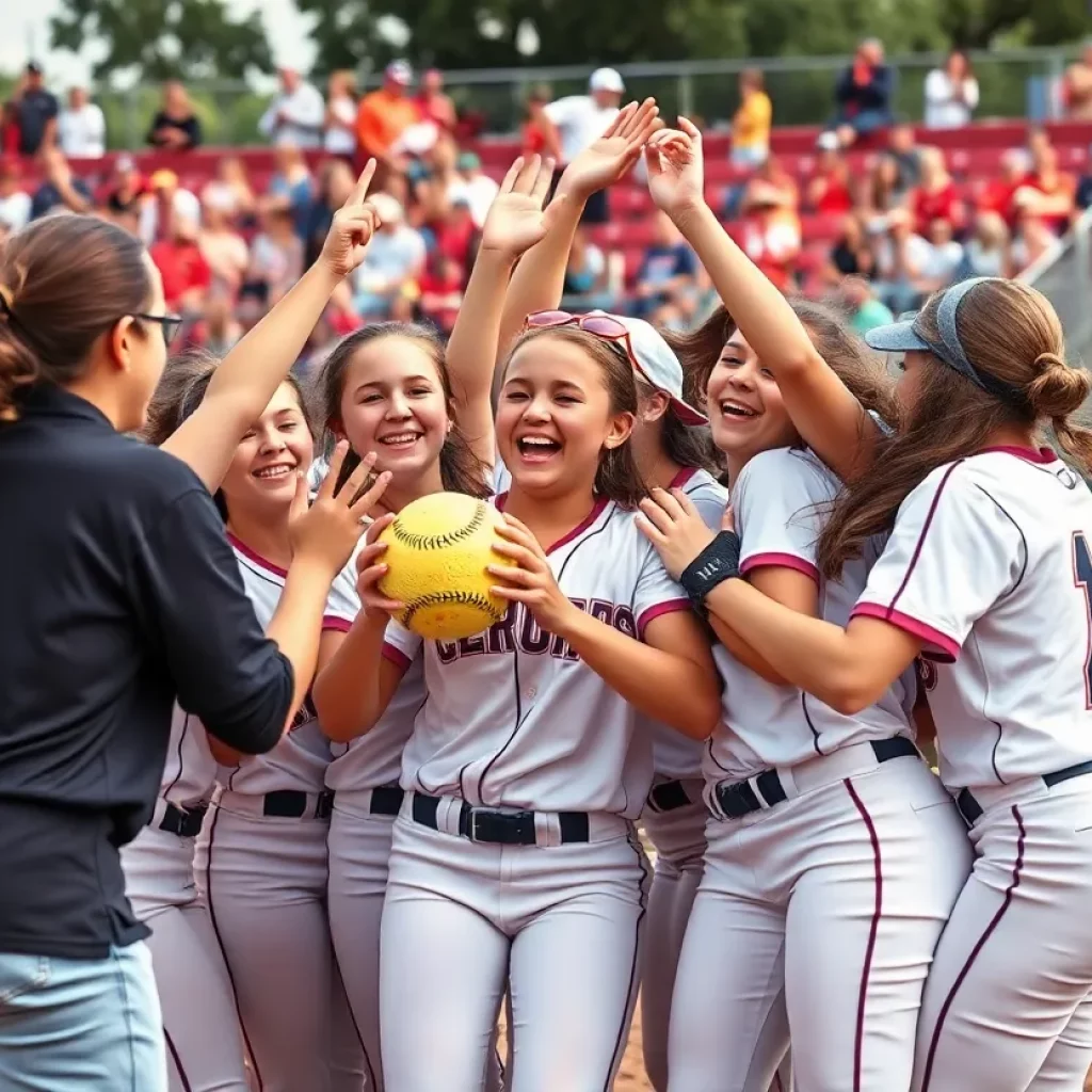 Coronado Middle School softball team celebrating their championship win