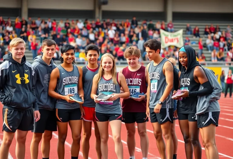Track and field athletes at Coosa High School showcasing their new Brooks Running gear.