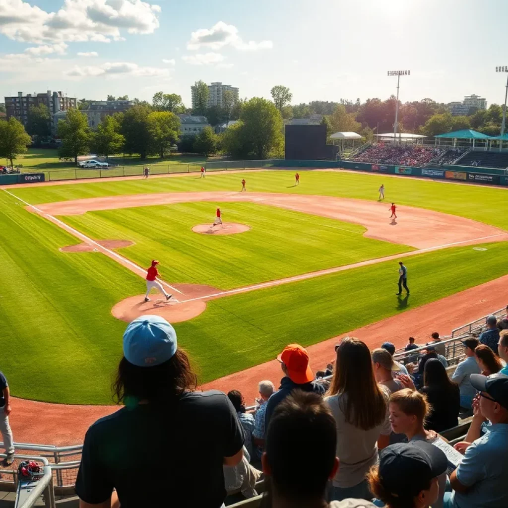 High school baseball players in action at a field in Corpus Christi